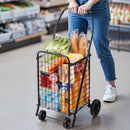 VEVOR Shopping Cart, Folding Grocery Utility Cart with Swivel Wheels, 40.8 kg Large Load Capacity, Heavy Duty Rolling Laundry Basket Butler for Laundry, Shopping, Camping, Grocery, Luggage, Black