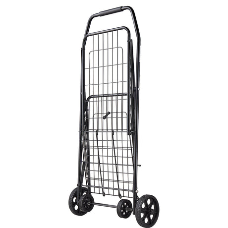 VEVOR Shopping Cart, Folding Grocery Utility Cart with Swivel Wheels, 40.8 kg Large Load Capacity, Heavy Duty Rolling Laundry Basket Butler for Laundry, Shopping, Camping, Grocery, Luggage, Black