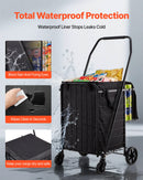 VEVOR Shopping Cart, Folding Grocery Utility Cart with Dual Baskets, Waterproof Liner & Wheels, 45 KG Large Load Capacity, Heavy Duty Laundry Basket for Laundry, Shopping, Camping, Grocery, Luggage
