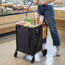 VEVOR Shopping Cart, Folding Grocery Utility Cart with Dual Baskets, Waterproof Liner & Wheels, 45 KG Large Load Capacity, Heavy Duty Laundry Basket for Laundry, Shopping, Camping, Grocery, Luggage
