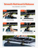 VEVOR Ladder Rack Ratchet Straps, 47.6-50.8 mm Black Round Tube Mount, 38 mm Wide x 2.25 m Long Black Ladder Rack Straps with Double J-Hooks, 226.8 kg Load Heavy Duty, Cargo Buckle Lock Strap (4 Pack)