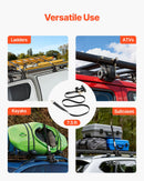 VEVOR Ladder Rack Ratchet Straps, 47.6-50.8 mm Black Round Tube Mount, 38 mm Wide x 2.25 m Long Black Ladder Rack Straps with Double J-Hooks, 226.8 kg Load Heavy Duty, Cargo Buckle Lock Strap (4 Pack)