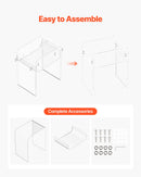 Acrylic Side Table, 2 Tiers Clear Bedside Table with Storage Shelf, Modern Rectangle Acrylic End Desk, Transparent Thick Nightstand for Bedroom, Living Room, Study, 30 x 40 x 50 cm (Clear)