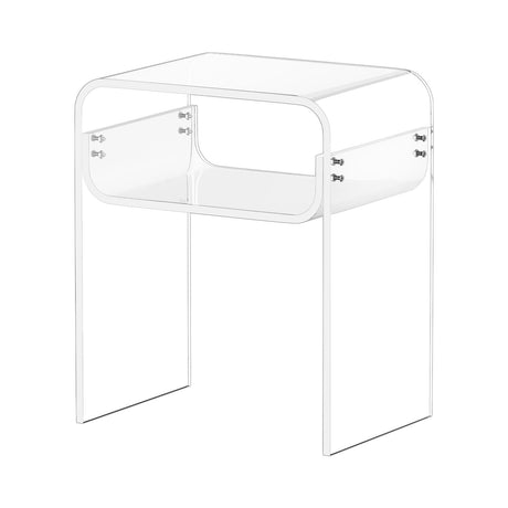 Acrylic Side Table, 2 Tiers Clear Bedside Table with Storage Shelf, Modern Rectangle Acrylic End Desk, Transparent Thick Nightstand for Bedroom, Living Room, Study, 30 x 40 x 50 cm (Clear)