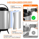 Stainless Steel Insulated Beverage Dispenser, 7.6 Liter, Thermal Hot and Cold Drink Server Dispenser with Spigot Handle, Food-grade for Hot Tea Coffee Water Restaurant Drink Shop