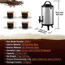 Stainless Steel Insulated Beverage Dispenser, 7.6 Liter, Thermal Hot and Cold Drink Server Dispenser with Spigot Handle, Food-grade for Hot Tea Coffee Water Restaurant Drink Shop