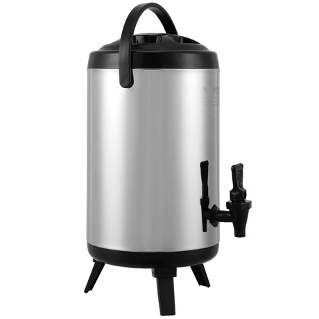 Stainless Steel Insulated Beverage Dispenser, 7.6 Liter, Thermal Hot and Cold Drink Server Dispenser with Spigot Handle, Food-grade for Hot Tea Coffee Water Restaurant Drink Shop