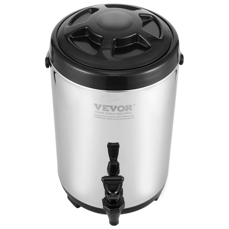 Stainless Steel Insulated Beverage Dispenser, 7.6 Liter, Thermal Hot and Cold Drink Server Dispenser with Spigot Handle, Food-grade for Hot Tea Coffee Water Restaurant Drink Shop