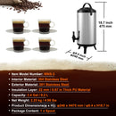 Stainless Steel Insulated Beverage Dispenser, 9.2 Liter, Thermal Hot and Cold Drink Server Dispenser with Spigot Handle, Food-grade for Hot Tea Coffee Water Restaurant Drink Shop