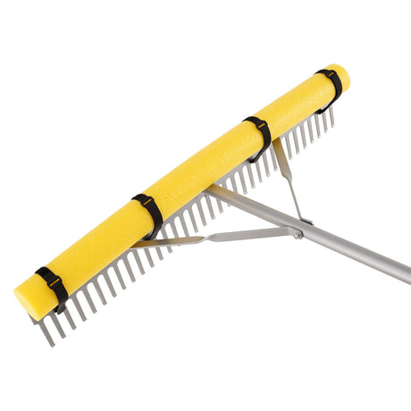 VEVOR Landscape Rake, 914 mm Wide Head 3380 mm Handle, Large Heavy Duty Aluminum Landscaping Leaf Rake Tool, Asphalt Level for Loosening Soil, Garden & Yard, Pond Gravel & Beach Lawn Care, 15.8m Rope