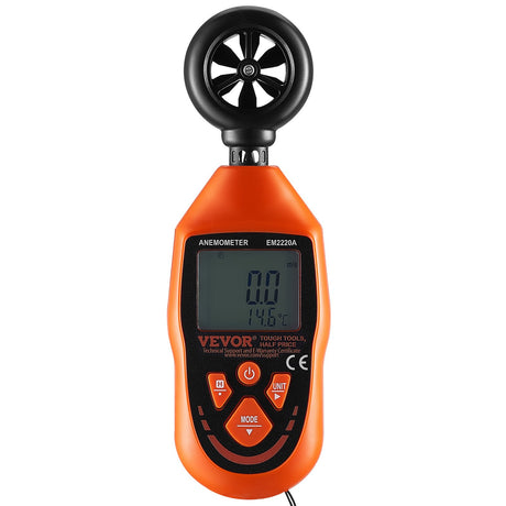 Handheld Anemometer, -10℃ to 45℃, Digital Wind Speed Meter Gauge with LED Backlight Screen, Measures Wind Velocity Wind Temperature Air Flow Wind Chill, for Sailing Surfing Drone Flying HVAC