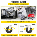 VEVOR Shop Stool, 135 kg Rolling Garage Stool, 56 cm to 66 cm Adjustable Height Mobile Rolling Gear Seat, Round Tray Garage Pneumatic Stool, All-Terrain 12.7 cm Casters with Two Brakes Mechanic Seat