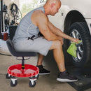 VEVOR Shop Stool, 135 kg Rolling Garage Stool, 56 cm to 66 cm Adjustable Height Mobile Rolling Gear Seat, Round Tray Garage Pneumatic Stool, All-Terrain 12.7 cm Casters with Two Brakes Mechanic Seat