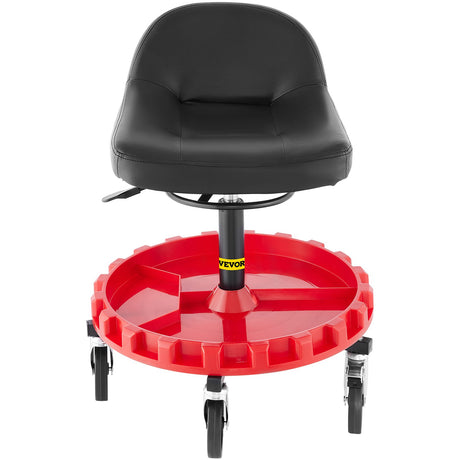 VEVOR Shop Stool, 135 kg Rolling Garage Stool, 56 cm to 66 cm Adjustable Height Mobile Rolling Gear Seat, Round Tray Garage Pneumatic Stool, All-Terrain 12.7 cm Casters with Two Brakes Mechanic Seat