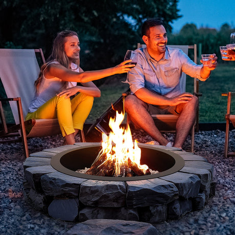 VEVOR Fire Pit Ring, 40-Inch Outer/36-Inch Inner Diameter, 10inch Height 2.5mm Thick Fire Pit Insert, Heavy Duty Carbon Steel Liner DIY Campfire Ring above or In-Ground, for Outdoor Camping, Bonfires