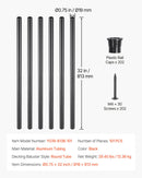 VEVOR Staircase Balusters 101 Pack, 32 In Aluminum Stair Balusters, 3/4 In Water-Proof Round Metal Spindle Railing, Hollow Deck Railing with Rail Caps & Screws for Stairs, Porch, Patio, Fence, Black