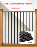 VEVOR Staircase Balusters 51 Pack, 660 mm Aluminum Stair Balusters, 19 mm Water-Proof Round Metal Spindle Railing, Hollow Deck Railing with Rail Caps & Screws for Stairs, Porch, Patio, Fence, Black