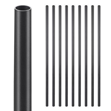 VEVOR Staircase Balusters 51 Pack, 813 mm Aluminum Stair Balusters, 19 mm Water-Proof Round Metal Spindle Railing, Hollow Deck Railing with Rail Caps & Screws for Stairs, Porch, Patio, Matte Black