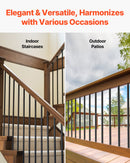 VEVOR Staircase Balusters 51 Pack, 813 mm Aluminum Stair Balusters, 19 mm Water-Proof Round Metal Spindle Railing, Hollow Deck Railing with Rail Caps & Screws for Stairs, Porch, Patio, Matte Black