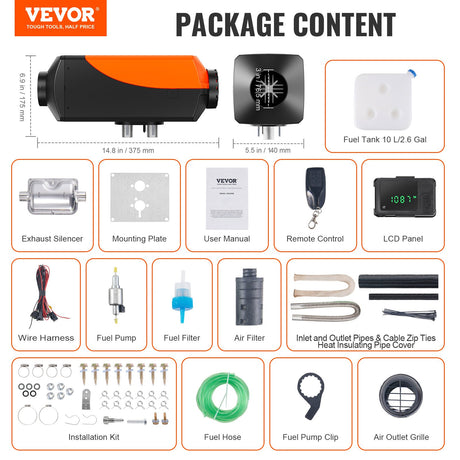 VEVOR Bluetooth App Control Diesel Air Heater, 12V 8KW Diesel Heater with Automatic Altitude Adjustment, Remote Control and LCD, Diesel Parking Heater for RV Trailer Camper Van Boat