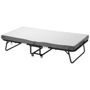 Rollaway Bed, 96.5 cm x 190 cm Folding Bed with 10 cm Mattress, Twin Size Foldable Bed with Sturdy Metal Frame & Memory Foam Mattress, Portable Roll Away Bed with Mattress, for Adults, Guest