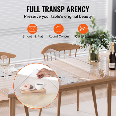 VEVOR Plastic Table Cover, 42 x 60 Inch 2.0 mm Thick Clear Table Protector, Rectangle PVC Desk Mat, Waterproof & Easy Cleaning Desk Pad Tablecloth, for Office Dresser Dining Room Table Night Stand