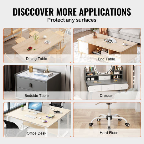 VEVOR Plastic Table Cover, 42 x 60 Inch 2.0 mm Thick Clear Table Protector, Rectangle PVC Desk Mat, Waterproof & Easy Cleaning Desk Pad Tablecloth, for Office Dresser Dining Room Table Night Stand
