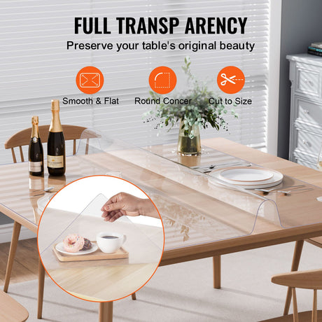 VEVOR Plastic Table Cover, 48 x 48 Inch 1.5 mm Thick Clear Table Protector, Square PVC Desk Mat, Waterproof & Easy Cleaning Desk Pad Tablecloth, for Office Dresser Dining Room Table Night Stand