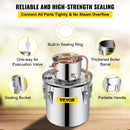 Moonshine Still 5 Gal 21L Stainless Steel Water Alcohol Distiller Copper Tube Home Brewing Kit Build-in Thermometer for DIY Whisky Wine Brandy, 5Gal, Silver