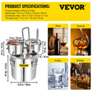 30L 8Gal Alcohol Distiller Water Spirit Boiler Home Brew Copper Alcohol Still