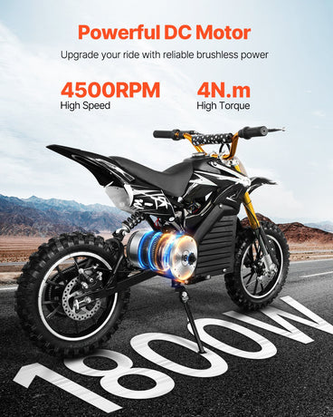 VEVOR 1800W Electric Brushless DC Motor Kit - 48V 4500rpm Motor with Upgraded Speed Controller, Foot Pedal and Throttle Grip Kit for Go Karts E-Bike Motorcycle Scooter