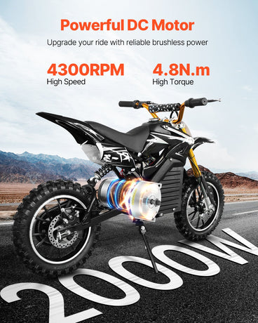 VEVOR 2000W Electric Brushless DC Motor Kit - 48V 4300rpm Motor with Upgraded Speed Controller and Throttle Grip Kit for Go Karts E-Bike Motorcycle Scooter DIY