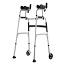 VEVOR 2 in 1 Folding Walker & Removable Armrests, Height Adjustable Foldable Walker with 5" Solid Wheels, Lightweight Aluminum | Front Wheeled Mobility Aid for Elderly Handicapped Disabled, 450 Pounds