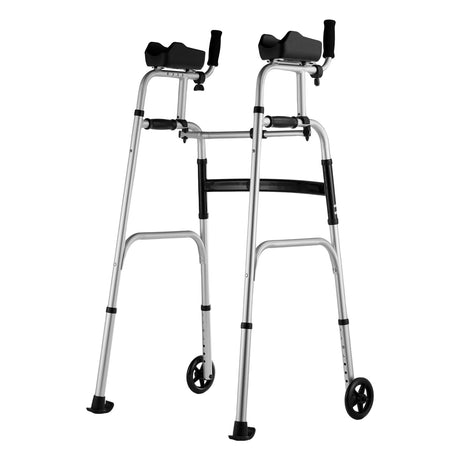 VEVOR 2 in 1 Folding Walker & Removable Armrests, Height Adjustable Foldable Walker with 5