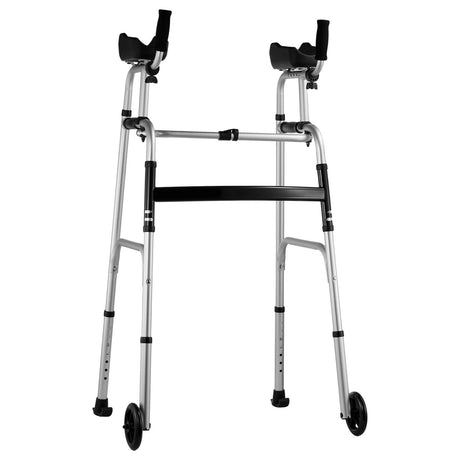 VEVOR 2 in 1 Folding Walker & Removable Armrests, Height Adjustable Foldable Walker with 5