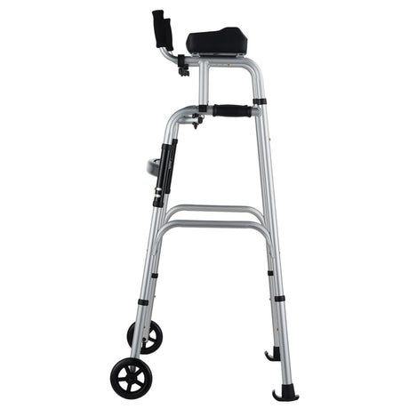 VEVOR 2 in 1 Folding Walker & Removable Armrests, Height Adjustable Foldable Walker with 5