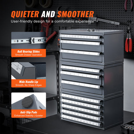 VEVOR End Mill Dispenser Cabinet, Three-Drawer End Mill Organizer Cabinet for 1/8