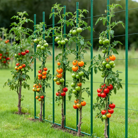 VEVOR Garden Stakes, 25 Pack, 1800 mm, Plastic Coated Metal Tomato Stakes, Garden Sticks for Plants Support, with Pointed End and Non-Slip Bumps for Growing Climbing Plants, Outdoor Vegetables