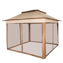 Outdoor Canopy Gazebo Tent, Portable Canopy Shelter with 11\'x11\' Large Shade Space for Party, Backyard, Patio Lawn and Garden, 4 Sandbags, Carrying Bag and Netting Included, Brown