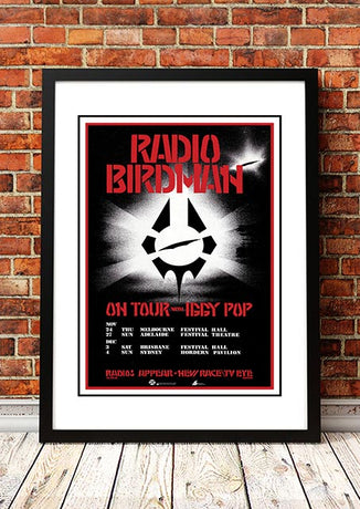 Radio Birdman / Iggy Pop 'Australian Tour' Poster 1984- Framed A4