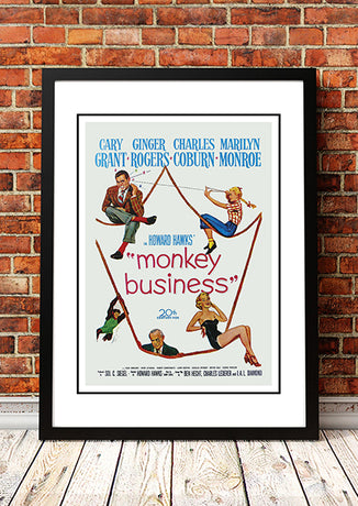 Marilyn Monroe ‘Monkey Business’ Framed Movie Poster! - Framed A3