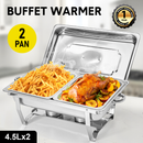 Alston 9L 4.5x2 Bain Marie Bow Food Buffet Warmer Pan Chafing Dish Stainless Steel Catering Warmer Set with Trays Lid Fuel Holder Party Banquet Dining