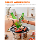 Portable Multifunctional Charcoal Barbecue Grill 13 Inch Stainless Steel BBQ Camping Grill Stove Tabletop Smoker Grill for Outdoor Indoor Picnic