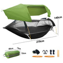 Hammock Tent Outdoor Double Portable Multi-Functional Waterproof Hammock Parachute Camping Hanging Bed 270x140cm with Anti Mosquito Net and Storage Bag