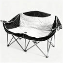 Double Camping Chairs Outdoor Lawn Camping Couch Heavy Duty Folding Chairs Strong Loading Capacity Metal Frame Oxford Fabric with Armrests and Cup Holders