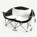 Double Camping Chairs Outdoor Lawn Camping Couch Heavy Duty Folding Chairs Strong Loading Capacity Metal Frame Oxford Fabric with Armrests and Cup Holders