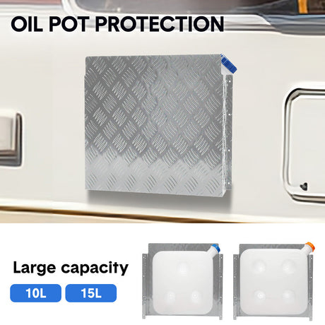 Diesel Tank Cover Silver Gas Tank Bracket 2mm Thickness Aluminium Tank Mounting Holder Fit for 10L/15L Tank for Caravan Trailer Toolbox Left Right