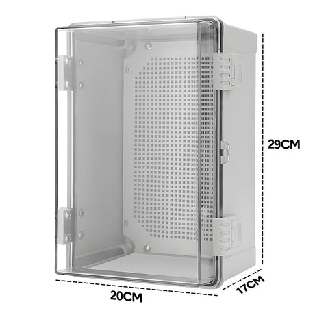 Electrical ABS Junction Box IP66 Waterproof Electrical Enclosure with Clear Hinged Cover and Mounting Plate for Electrical Project 30x20x17cm