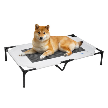 Raised Dog Bed Large Elevated Pet Bed Scratch and Moisture Resistant Breathable Kennel with Non-Slip Feet Indoor Outdoor for All Seasons Max Load 100kg