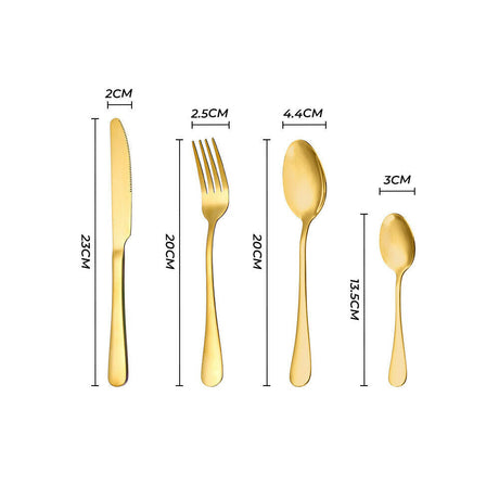 Gold Cutlery Set Kitchen Stainless Steel Fork Knife Spoon Flatware Cutlery Gift For Party Restaurant Dishwasher Safe 24pcs with Carry Box